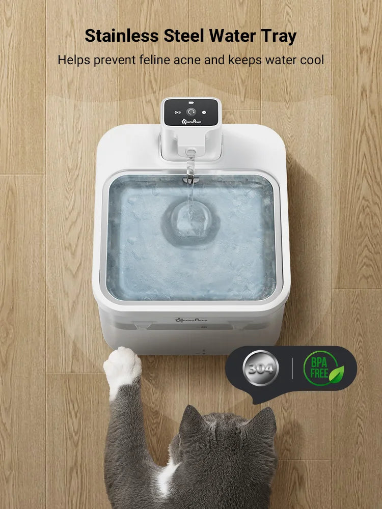 DownyPaws™ 2.5L Wireless Stainless Steel Pet Water Fountain with Sensor