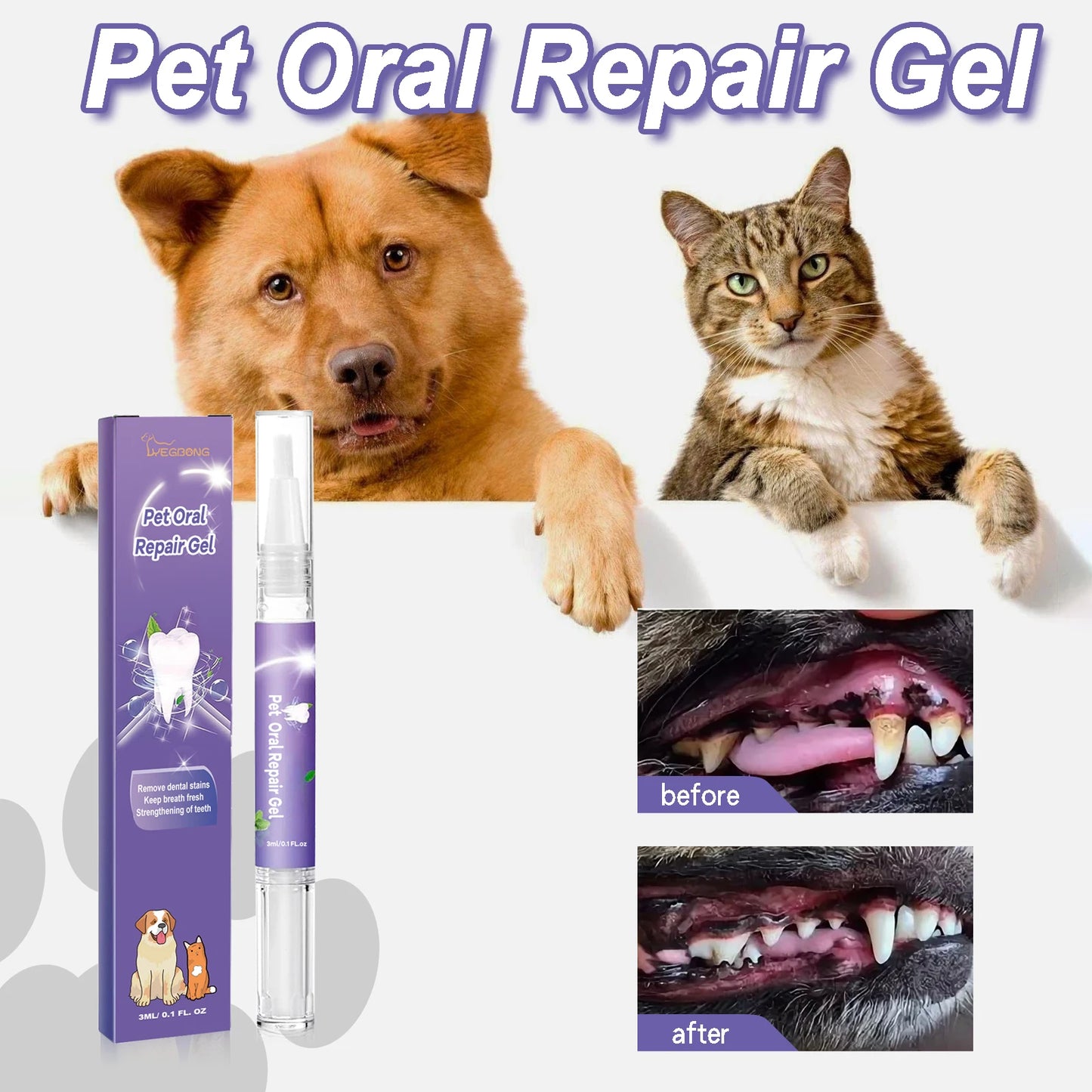 Pet Dental Care Gel Pen 3ml – Teeth Cleaning & Fresh Breath for Dogs and Cats