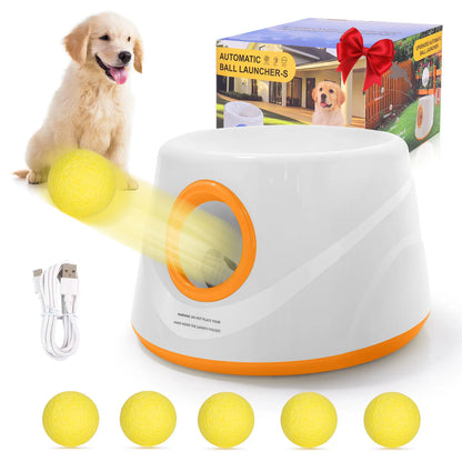Automatic Dog Ball Launcher – 3 Distance Settings with 5 Balls, Indoor & Outdoor Toy