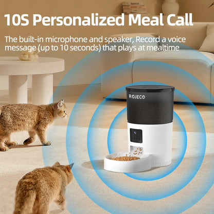 ROJECO Smart Automatic Pet Feeder with HD Camera & Voice Control
