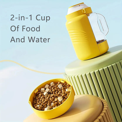 Large Capacity Folding Pet Water Bottle & Food Dispenser for Dogs and Cats