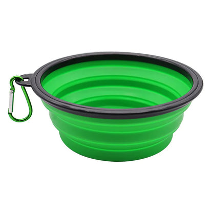 2-in-1 Folding Silicone Pet Feeder Bowl with Dispenser