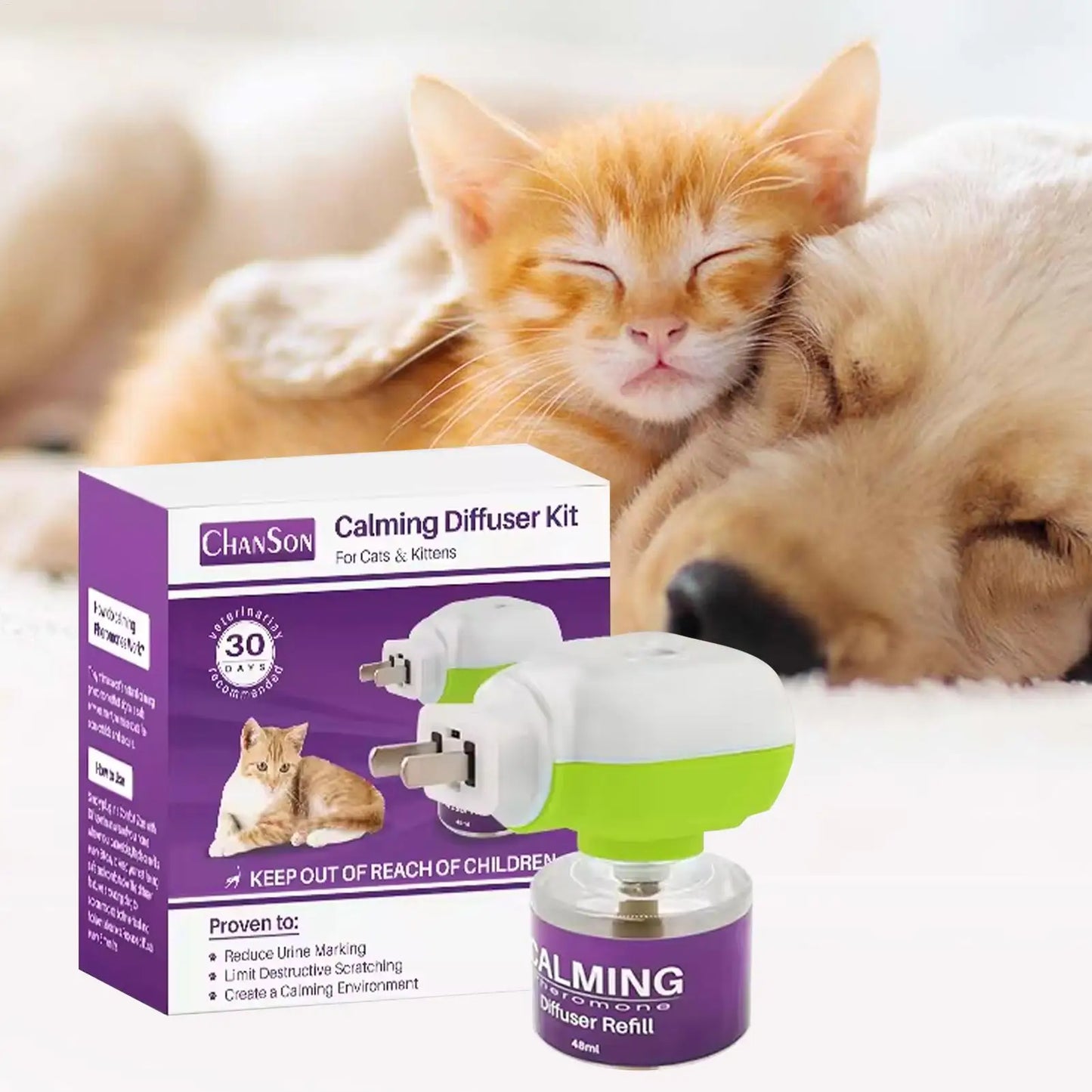 CalmiPaw™ Plug-In Cat Calming Diffuser – Stress Relief for Pets