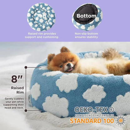 Lesure Donut Dog Bed – Calming Washable Bed for Dogs & Cats (60cm)