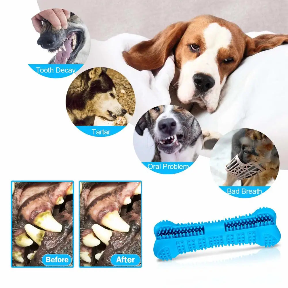 360° Soft Rubber Dog Toothbrush & Chew Toy – Gentle Teeth Cleaning Stick for Puppies