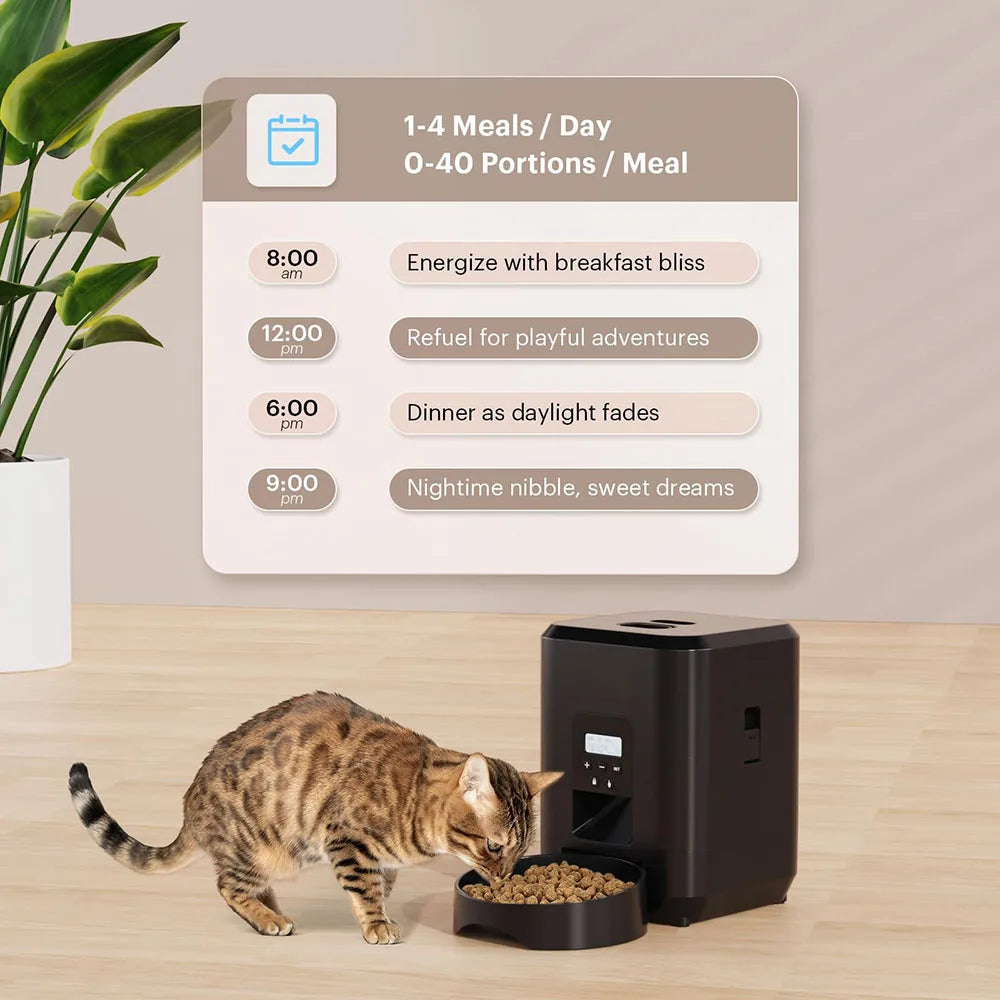 Smart Automatic Pet Feeder – Timed Food Dispenser for Cats & Dogs with Portion Control and Slow Feeding Bowl