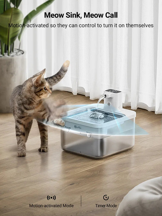 DownyPaws™ 2.5L Wireless Stainless Steel Pet Water Fountain with Sensor