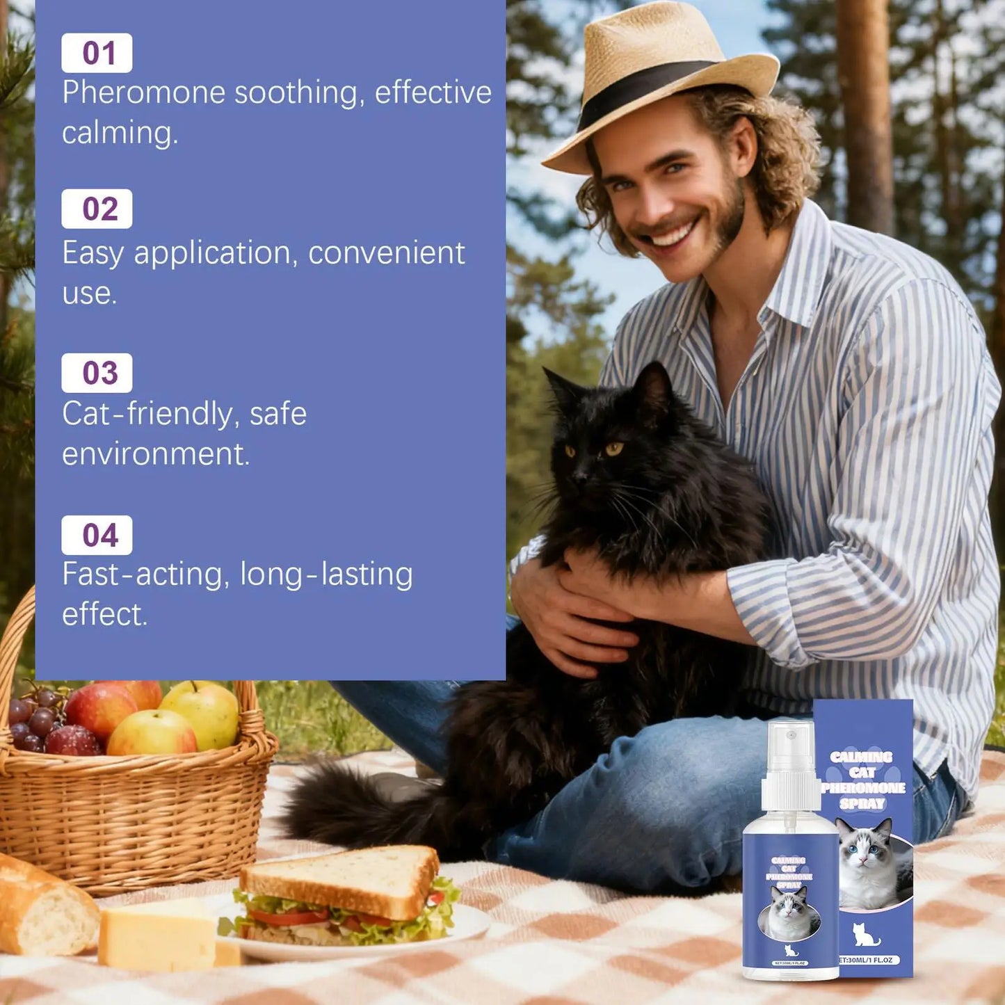 Calming Spray for Cats 30ml – Relaxation Mist for Stress Relief, Travel, Bathing & Behavior