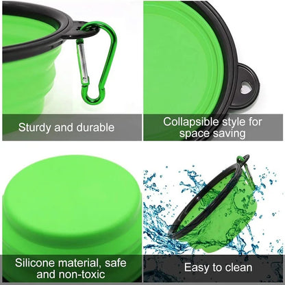 2-in-1 Folding Silicone Pet Feeder Bowl with Dispenser