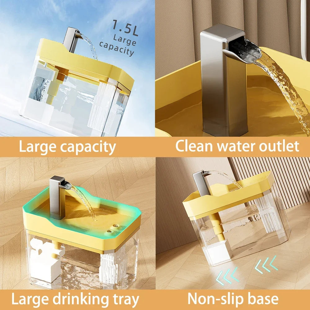 CrystalFlow™ – Transparent Automatic Cat Water Fountain