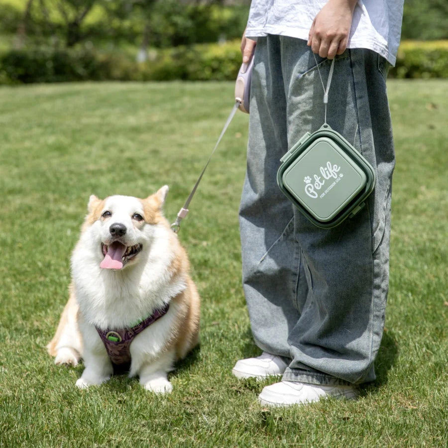 Portable Folding Double Pet Bowl – Durable Travel Feeder for Dogs