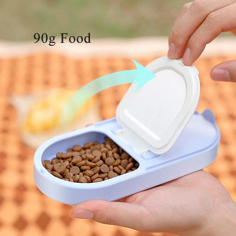 2 in 1 Portable Pet Water Bottle with Food Storage for Dogs & Cats