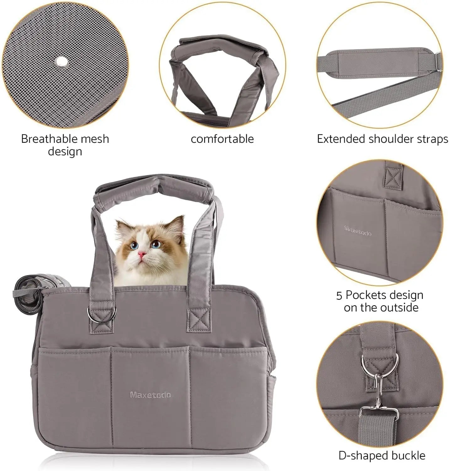 Maxetodo Small Pet Carrier for Cats & Dogs – Portable Travel Bag