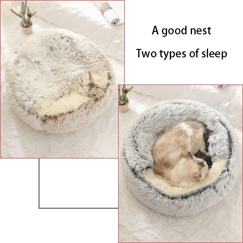 PurrNest™ – Plush Round Cat & Small Dog Bed