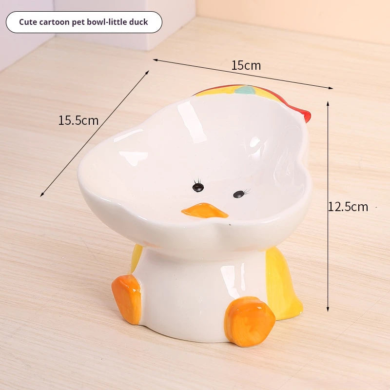MeowTure™ – Ceramic High-Neck Cartoon Pet Bowl