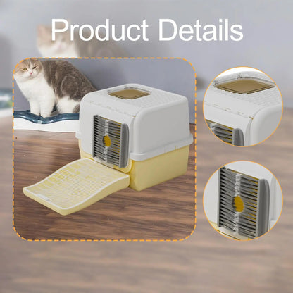 Modern Cat Litter Box with Lid – Sturdy, Space-Saving & Anti-Leakage Design