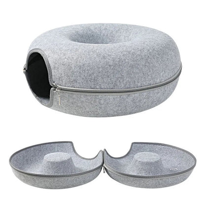 PawDonut™ – 2-in-1 Cat Bed & Tunnel Playhouse