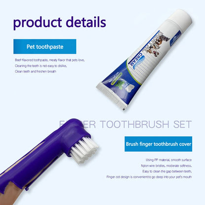 Pet Dental Care Kit – 4-in-1 Toothbrush & Toothpaste Set for Dogs and Cats