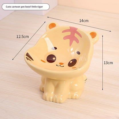 MeowTure™ – Ceramic High-Neck Cartoon Pet Bowl