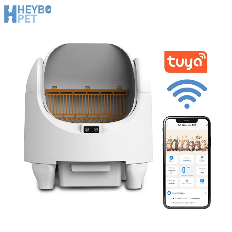 Smart Automatic Self-Cleaning Cat Litter Box with Tuya App & Health Monitor