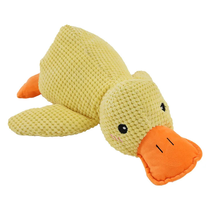 Dog Calming Duck Plush Toy – Bite-Resistant Squeaky Yellow Duck for Small Dogs & Puppies
