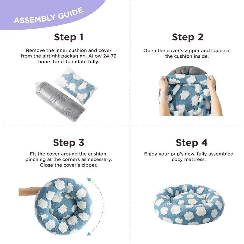 Lesure Donut Dog Bed – Calming Washable Bed for Dogs & Cats (60cm)