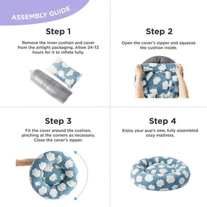 Lesure Donut Dog Bed – Calming Washable Bed for Dogs & Cats (60cm)