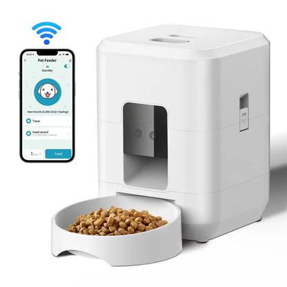 Smart Automatic Pet Feeder – Timed Food Dispenser for Cats & Dogs with Portion Control and Slow Feeding Bowl