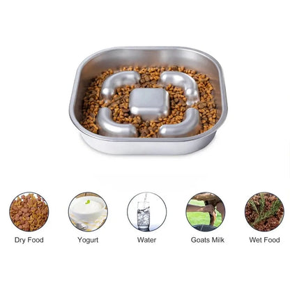SteelPaw™ – Dual-Sided Stainless Steel Slow Feeder Bowl