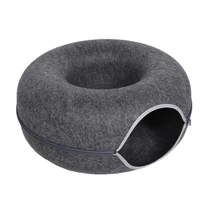 PawDonut™ – 2-in-1 Cat Bed & Tunnel Playhouse