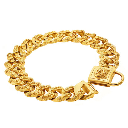 Metal Dog Collar for Large Dogs – 32mm Stainless Steel Chain Choker, Gold & Silver, Unique Fashionable Pet Accessory