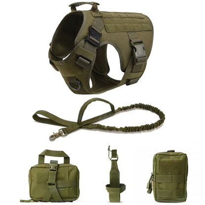 Tactical Dog Harness & Leash Set – Military Training Vest for All Breeds