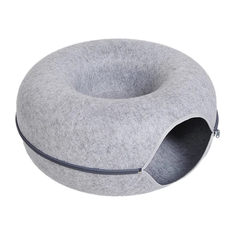 PawDonut™ – 2-in-1 Cat Bed & Tunnel Playhouse
