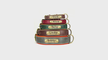 Customized PU Leather Dog Collar – Soft Padded & Adjustable, Free Engraving Nameplate for Small, Medium & Large Dogs
