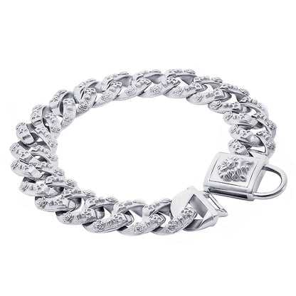 Metal Dog Collar for Large Dogs – 32mm Stainless Steel Chain Choker, Gold & Silver, Unique Fashionable Pet Accessory